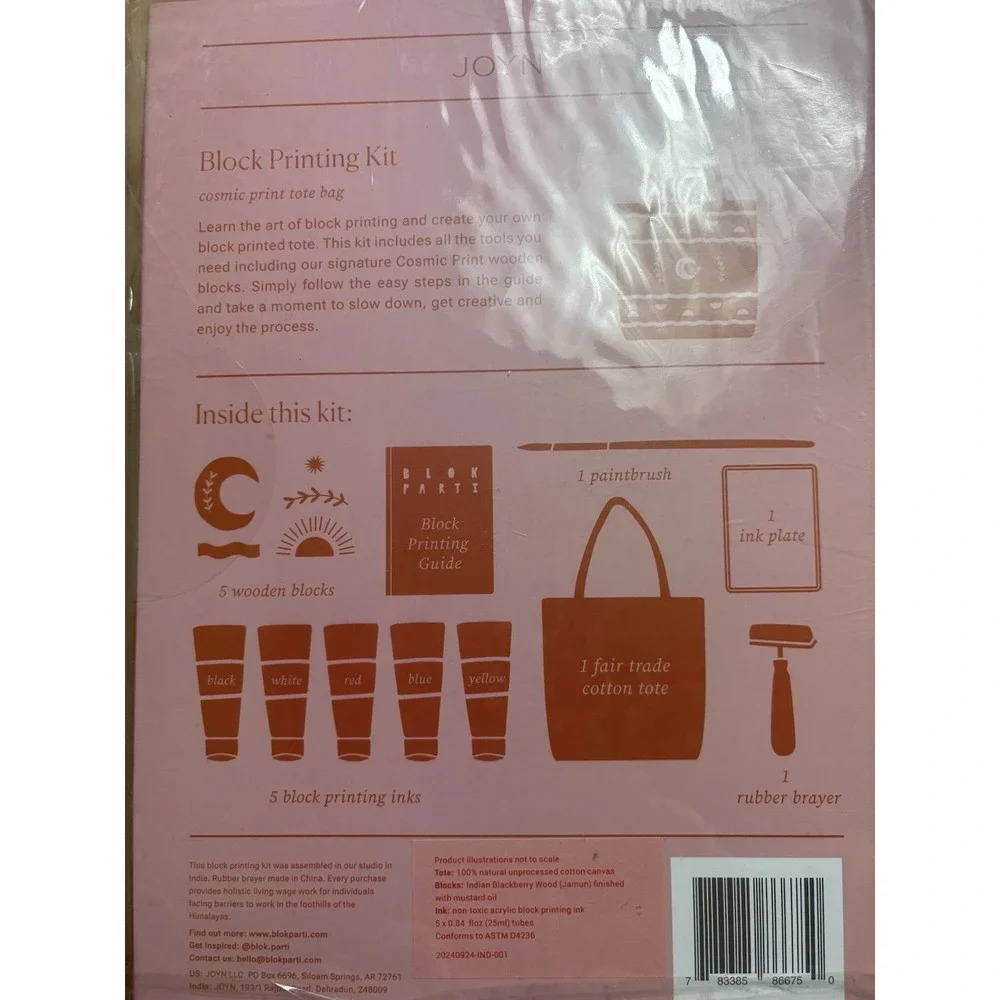 Block Printing Kit JOYN Blok Parti Custom Tote Bags Create Your Own Print Design - Picture 5 of 7